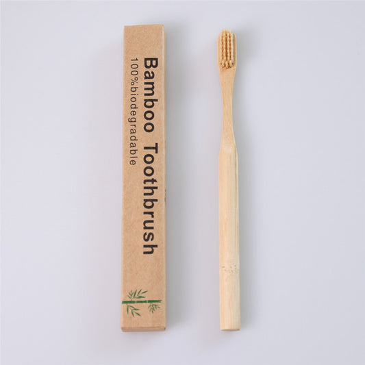 Bamboo Toothbrush with Natural Round Handle and Box